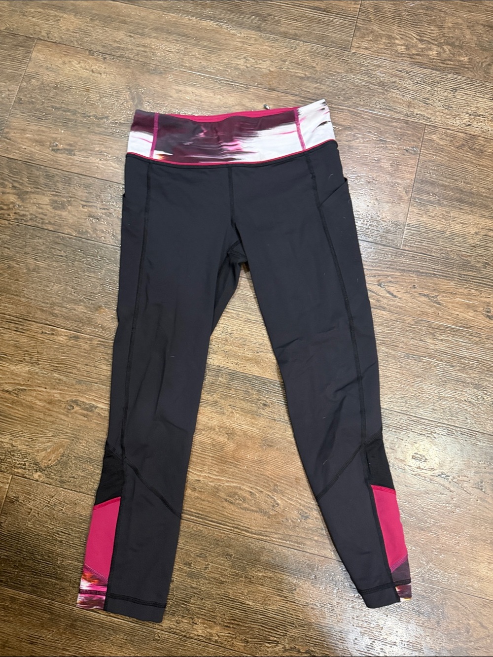 lululemon athletica Black Leggings with Pink Accent Waistband